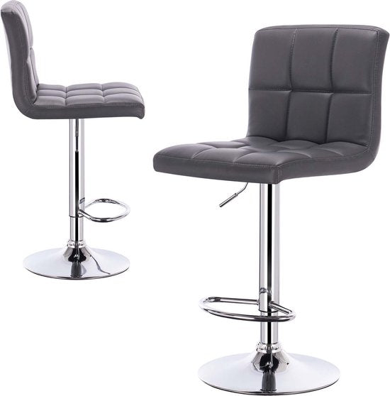 Barkruk Olaf - Met hoge rugleuning - Barstoelen ergonomisch - Zithoogte 60 - 82cm - Wit - Set van 1 - Keuken en bar