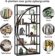 5-laags Boekenkast - Boekenplank - Wandplank - Boekenrek - Vintage grijs/Zwart
