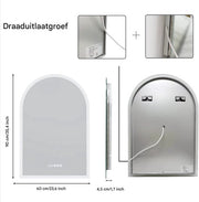 Badkamerspiegel gebogen - Touchpad - Met verwarming en LED verlichting - Bluetooth en muziek - Geen condens - Spiegel voor badkamer - 60x90cm