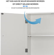 Opbergkast Zenvo - Vrijstaande Opbergkast - Wandkast met Dubbele Deuren - Voor Keuken & Badkamer - Extra Plank voor Meer Opbergruimte