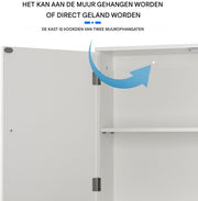 Vrijstaande Opbergkast - Wandkast met Dubbele Deuren - Voor Keuken & Badkamer - Extra Plank voor Meer Opbergruimte