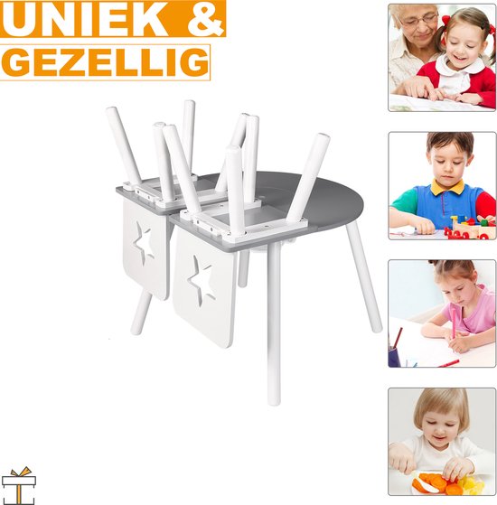 Happyment® Kindertafel en 2 Stoeltjes - Kindermeubel - Tafeltje - Speeltafel - kinderbureau - Black friday - Sinterklaas - Kerstcadeau