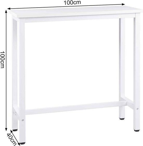 Happyment Bartafel Devino - Wit - Voor binnen - Rechthoekig - Hout - Metaal - 100x40x100cm