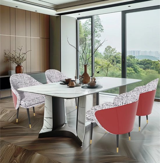 Moderne Eetkamerstoelen Milano - Set van 2 - Met Hoge Dichtheid Sponsschuim - Elegante Keuken- of Restaurantstoel - Lounge - Reddisch bruin
