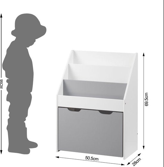 Bolt Edge Boekenkast - Voor speelkamer - Kinderkamer - Wit - Huisvorm - Hout