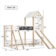 Luxe stapelbed Valora voor kinderen - Met glijbaan - 90x200 cm - 2 kinderbedden - Met Hoektrap, valbeveiliging en raam - Peuterbed