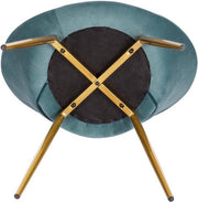 Luxe Velvet Eetkamerstoel - Turquoise - Met armleuning - Vergaderstoel - Gouden metalen poten - Set van 1 - Zithoogte 47cm