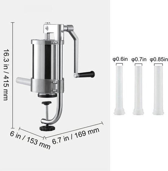 Worstenvuller PRO - 1,5L - Worstenmaker - Worstenvul machine - Handmatige Worstenvulmachine met handslinger