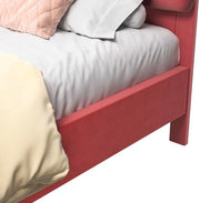 Eenpersoonsbed 140 x 200 cm - Voor meisjes - Met lattenbodem - Zonder matras - Twijfelaar - Wit/red