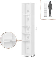 Happyment Boekenkast Kali - 5 Vakken - Wit - Boekenkast - Boekenrek - Woonkamer, slaapkamer en kinderkamer - Hout - 30 x 151 x 26 cm