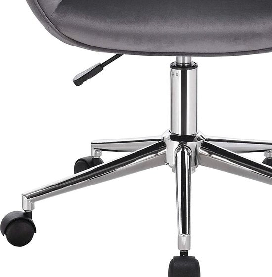 Happyment Werkkruk New york - Donkergrijs - Voor volwassenen - Op wieltjes - Velvet - Ergonomische bureaustoel - In hoogte verstelbaar - Met armleuning