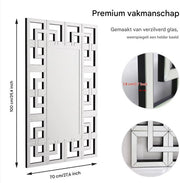 Moderne wandspiegel - Woonkamer & slaapkamer - Rechthoek - Zilver - 100x70CM