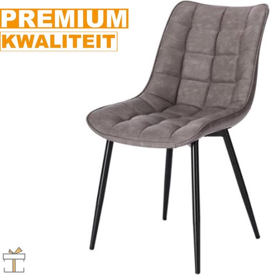 Eetkamerstoelen - Grijs - PU Leer - Kuipstoel - Fauteuil - Set van 2 - Keuken