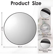 Ronde spiegel Fioren - Wandspiegel - 80x80 - Zwart - Metalen Frame - Voor Badkamer, Slaapkamer en Entree - Wanddecoratie - Woonaccessoires
