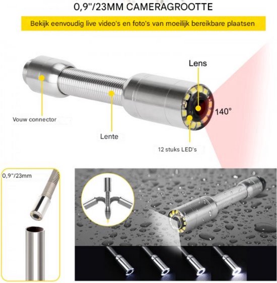 Endoscoop rioolcamera - 7 inch scherm - inspectie camera - 50m - Inspectiecamera - Apparaat voor ondergrondse leidingen