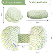Ergonomisch zwangerschapskussen - Voor zijslapen - Body pillow - Zijslaapkussen - Voedingskussen - Verstelbaar - Groen