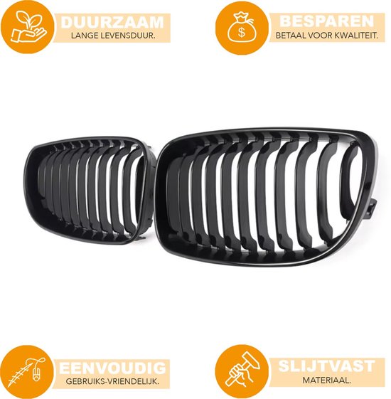 Niergrille Ravino - Front Niergrille - Voor BMW 1 Serie E81/E82/E87/E88 LCI (2008-2013) - Gloss Black - Auto accessoires