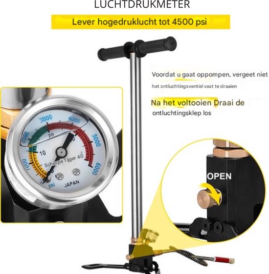Happyment PCP Pomp - RVS - opvouwbaar - 4500 psi - zilver
