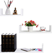 Zwevende Boekenplank - Wandplank voor tegen de muur - Set van 3 - Wandplanken - Wandrek - Fotoplank kinderkamer - Wit - Hout MDF