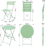 Bistroset 2 persoons - Metaal - Tuinset - Met bistrostoeltjes - 3-delig - Tuintafel - Groen