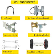 Rolpoort Set - Tuinpoort - Schuifdeur Mechanisme - 18x31x30cm - 14kg - Staal