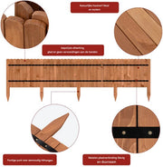 Tuin Gras Gazon Rand - Flexibele Houten Border voor Tuinhek - Tuinafboording voor Outdoor Landschap & Tuindecoratie - 203x60x1.4cm Bruin