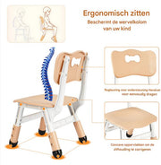 Kindertafel met stoeltjes - 2 stoelen - Activiteiten tafel - Speeltafel Kinderbureau - 3-8 jaar - In Hoogte Verstelbaar - Studeertafel voor Kinderen - Beige