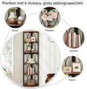 6-laags Hoek Boekenkast - Boekenplank - Wandplank - Boekenrek - Voor kleine/smalle ruimtes - Coffee