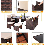 Luxe tuinset - 4 tot 8 persoons - Loungeset tafel - Wasbare kussens - Tuintafel met stoelen - Tuinsets - tuinmeubels