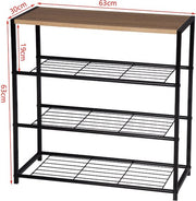 Happyment Schoenenrek Foda - 6 tot 9 paar - Schoenenbank vintage - Zwart - Voor slaapkamer of hal