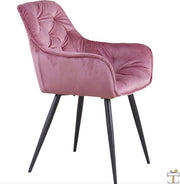 Eetkamerstoelen - Roze Velvet - Kuipstoelen - Set van 2 - Met rugleuning
