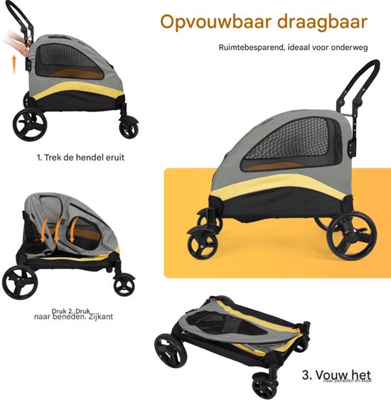 Hondenbuggy Vortex - Inklapbaar - Voor kleine honden - Tot 55KG - All terrain - Comfort