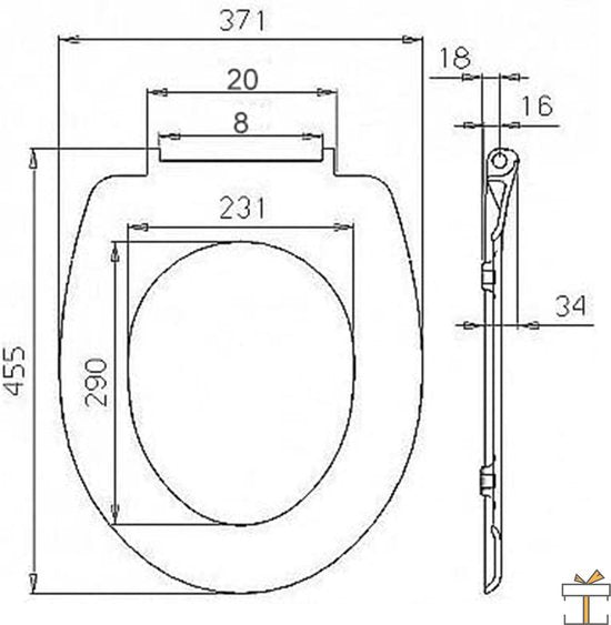 Bolt Edge Toiletbril met Print - Softclose - Antibacterieel - Universeel - 45.5x37.1cm - WC Bril