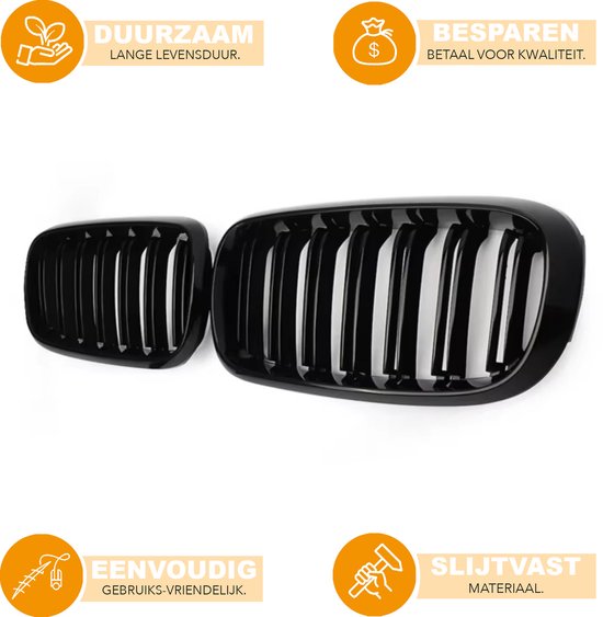 Grille - Voor BMW X5/X6 F15/F16 F85/F86 2014-2017 - Auto accessoires - Niergrille - Gloss Zwart - Dubbele lijn