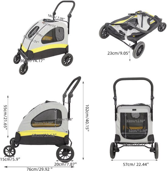 Hondenbuggy - Inklapbaar - Voor kleine honden - Tot 55KG - All terrain - Comfort