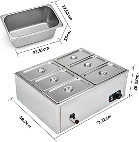 Happyment Buffetwarmer PRO - Buffetwarmer Electrisch - Chafing Dish - Warmhoudbakken - 6 Delig