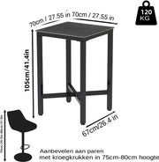 Nervio Bartafel - 70cm - Voor binnen - Keuken, woonkamer, restaurant - Marmer look - 4 personen - Glossy wit