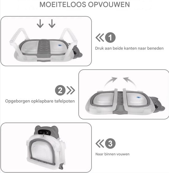 Babybadje - Groen - Temperatuurweergave - Baby bad met standaard - Zitbad - Kinderbad - Opvouwbaar