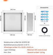 Douchenis PRO - Inbouwnis - Voor badkamer - Zeepopslag - Verzonken - 2 lagen - 33x33cm