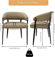 Luxe Keukenstoelen - Set van 2 - Microvezelleer Eetkamerstoelen met Gestoffeerde Zitting - Voor Restaurant, Hotel of Kantoor