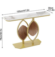 Consoletafel Royal Valora - Wit/goud - Wandtafel - Marmerlook - Haltafel - Sidetable - 120cm