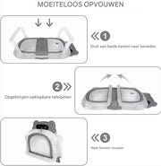 Babybadje - Grijs - Temperatuurweergave - Baby bad met standaard - Zitbad - Kinderbad - Opvouwbaar