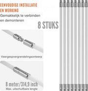Kachelpijpborstel - 8m Schoorsteenborstel - Incl. 8 Nylon Stangen voor Openhaard