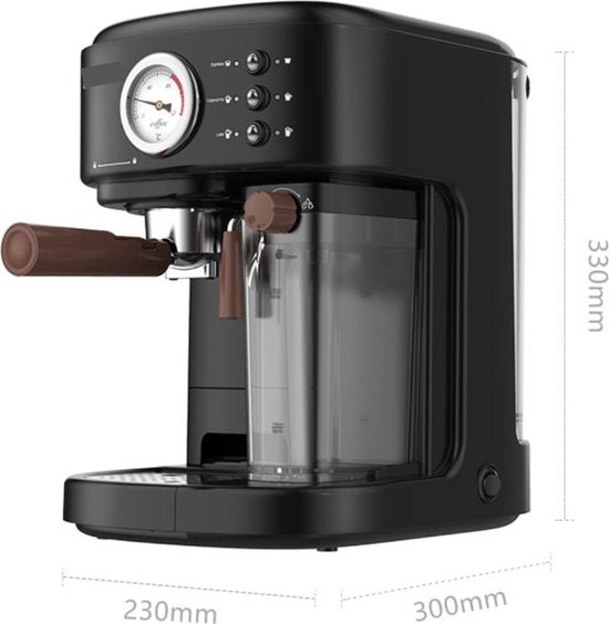 Happyment 3 in 1 Koffiemachine - Koffiezetapparaat - Koffie Apparaat - Pistonmachine - Melkopschuimer - Voor De Beste Koffie