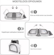 Babybadje Fioren - Lichtgrijs - Temperatuurweergave - Baby bad met standaard - Zitbad - Kinderbad - Opvouwbaar