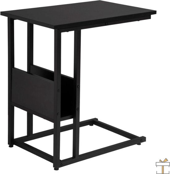 Happyment Bijzettafel - Laptoptafel - Ontbijt - Bed - vierkant / rechthoek - Zwart - 55x36x60cm