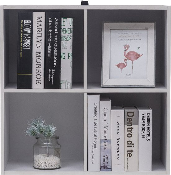 Happyment Moderne Boekenkast - 4 vakken - Wit - Boekenplank - Woonkamer, slaapkamer en kinderkamer - Hout - MDF