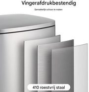 Vuilnisbak voor keukenafval - Zacht dicht, veegbestendige prullenbak met voetpedaal, geborsteld roestvrij staal, satijn nikkel - 50L + 5L - Wit