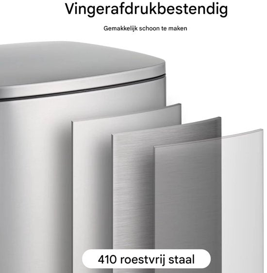 Vuilnisbak voor keukenafval - Zacht dicht, veegbestendige prullenbak met voetpedaal, geborsteld roestvrij staal, satijn nikkel - 50L + 5L - Wit