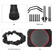 Opvouwbare Mini Fitness Trampoline - Mini trampoline - Sport trampoline - Voor Indoor Workout & Oefening - Met Verstelbare Handgreep & Rebounder Functie - 101 cm, Max 150 kg Belastbaar - Zwart & Rood